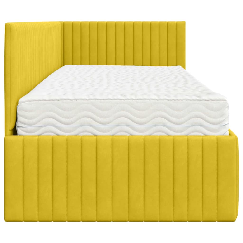Cadre de lit d'angle avec matelas 2 pcs Jaune Velours - XIOS