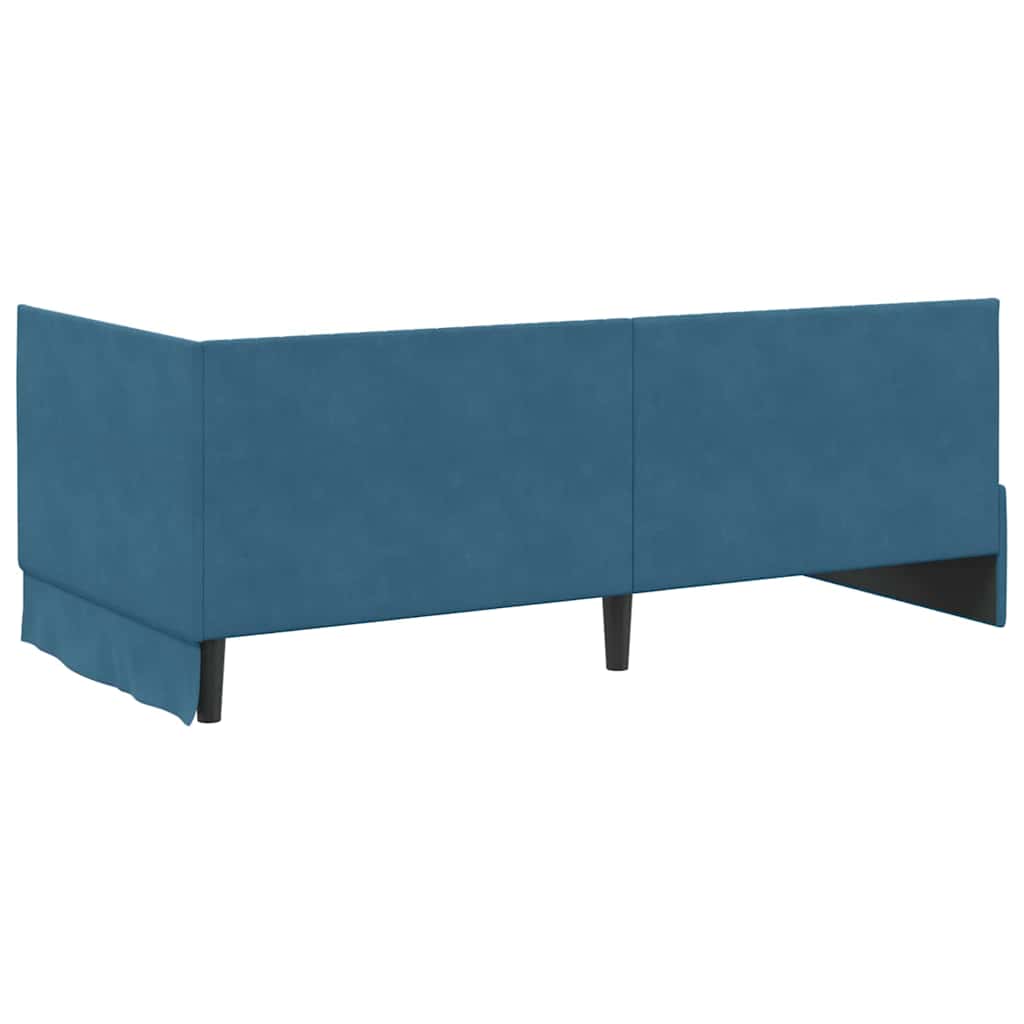 Cadre de lit d'angle avec matelas 2 pcs Bleu Velours