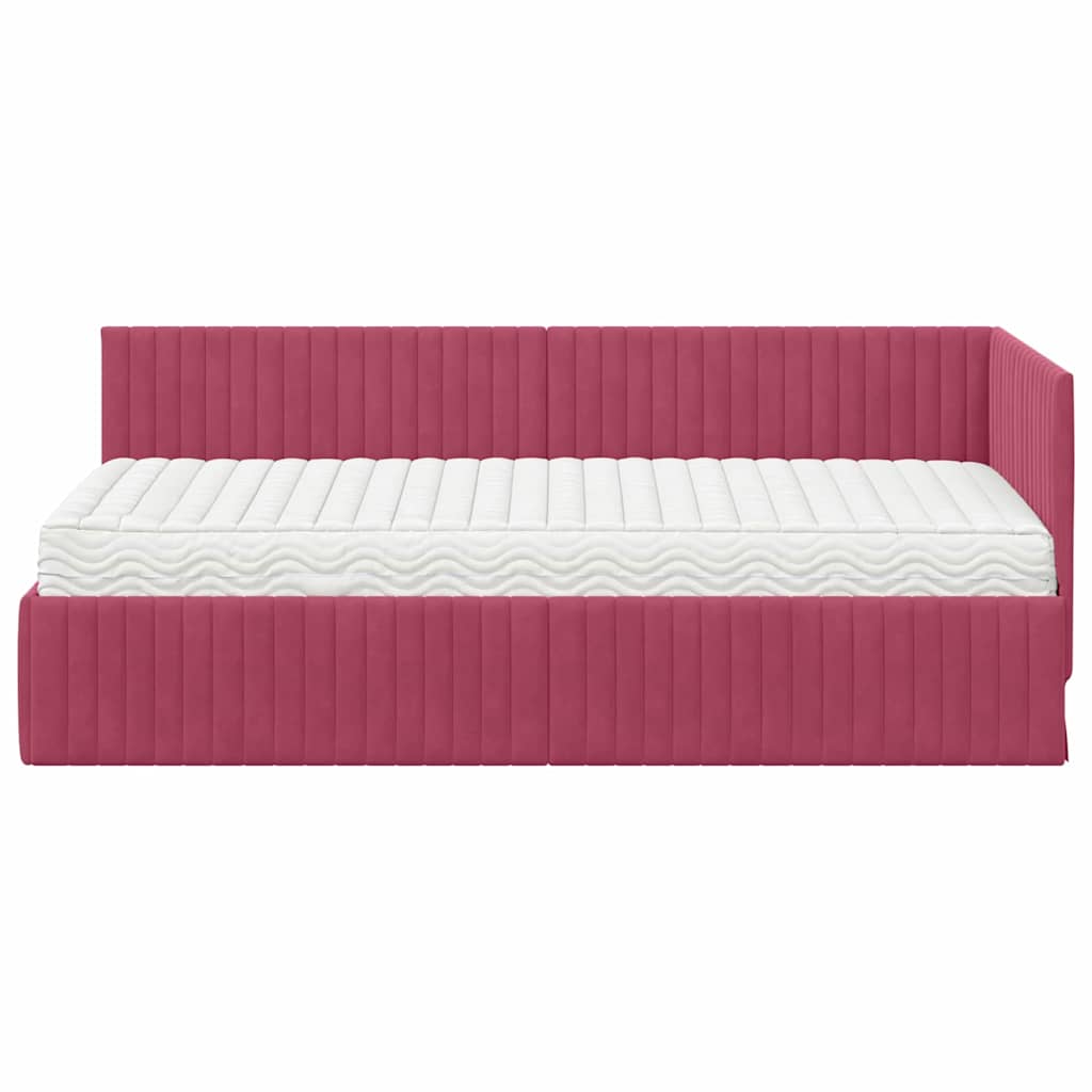 Cadre de lit d'angle avec matelas 2 pcs Vert Velours - XIOS