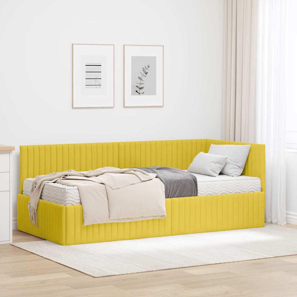 Cadre de lit d'angle avec matelas 2 pcs Jaune Velours - XIOS