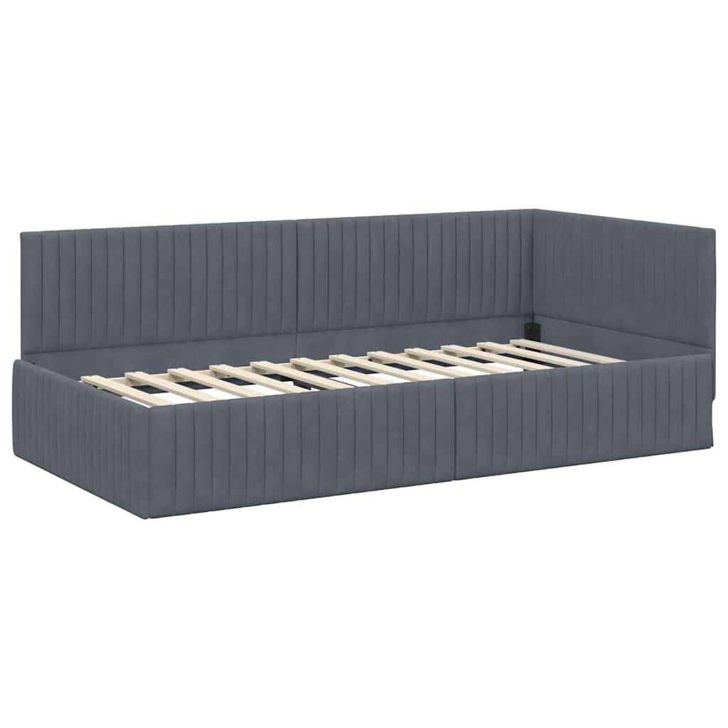 Cadre de lit d'angle avec matelas 2 pcs Gris Velours