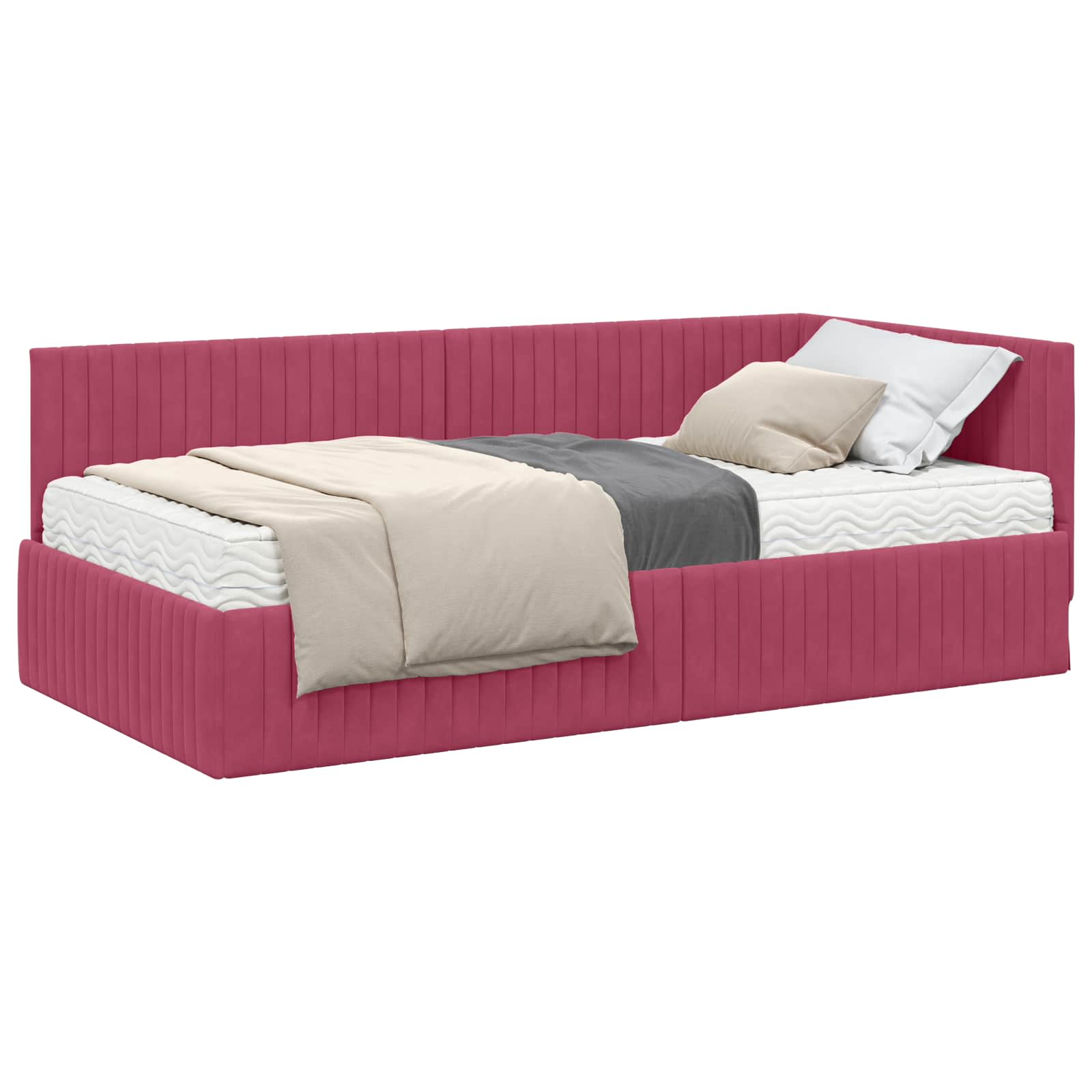 Cadre de lit d'angle avec matelas 2 pcs Vert Velours - XIOS