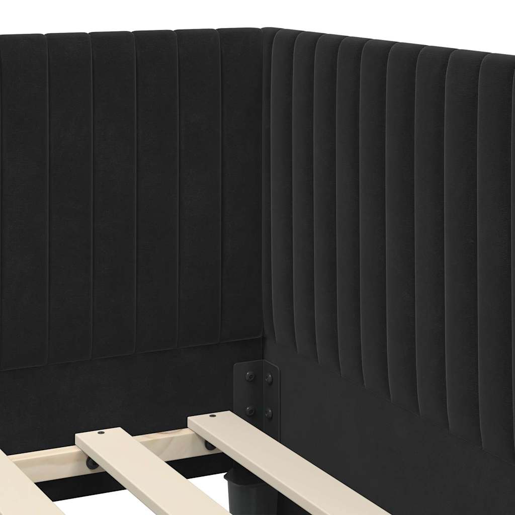 Cadre de lit d'angle avec matelas 2 pcs Noir Velours