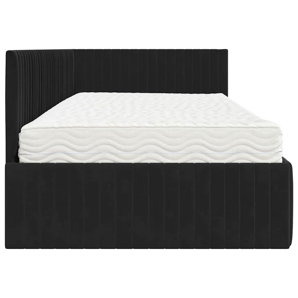 Cadre de lit d'angle avec matelas 2 pcs Noir Velours
