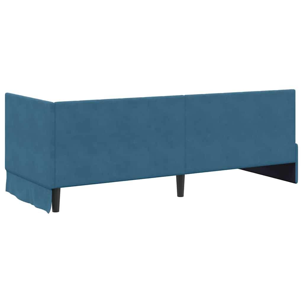 Cadre de lit d'angle avec matelas 2 pcs Bleu Velours - XIOS