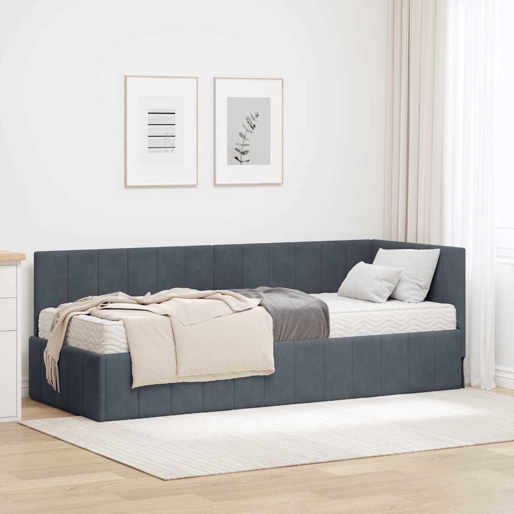 Cadre de lit d'angle avec matelas 2 pcs Gris Velours - XIOS