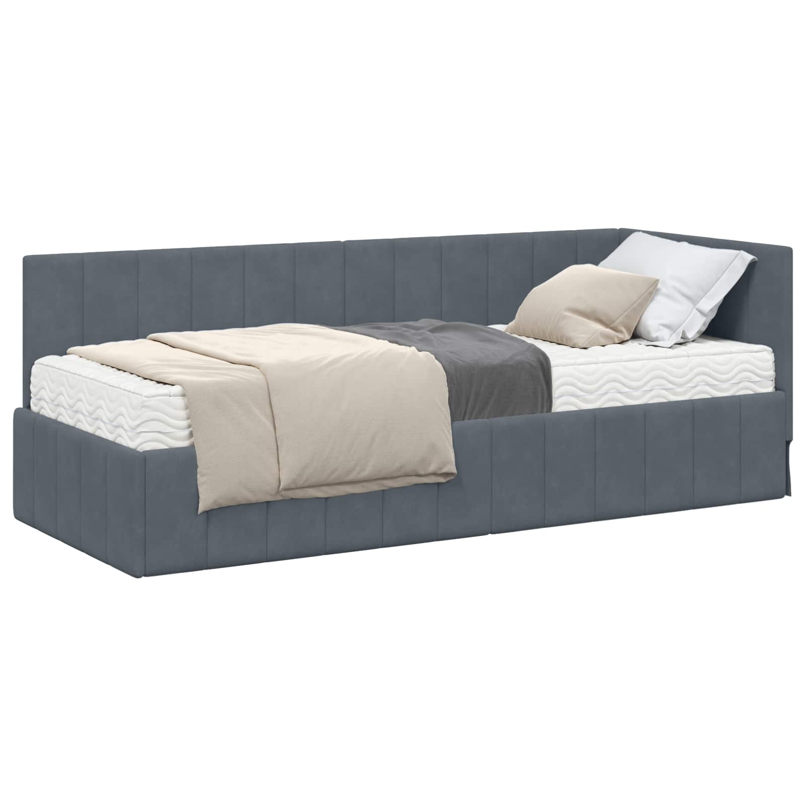 Cadre de lit d'angle avec matelas 2 pcs Gris Velours - XIOS