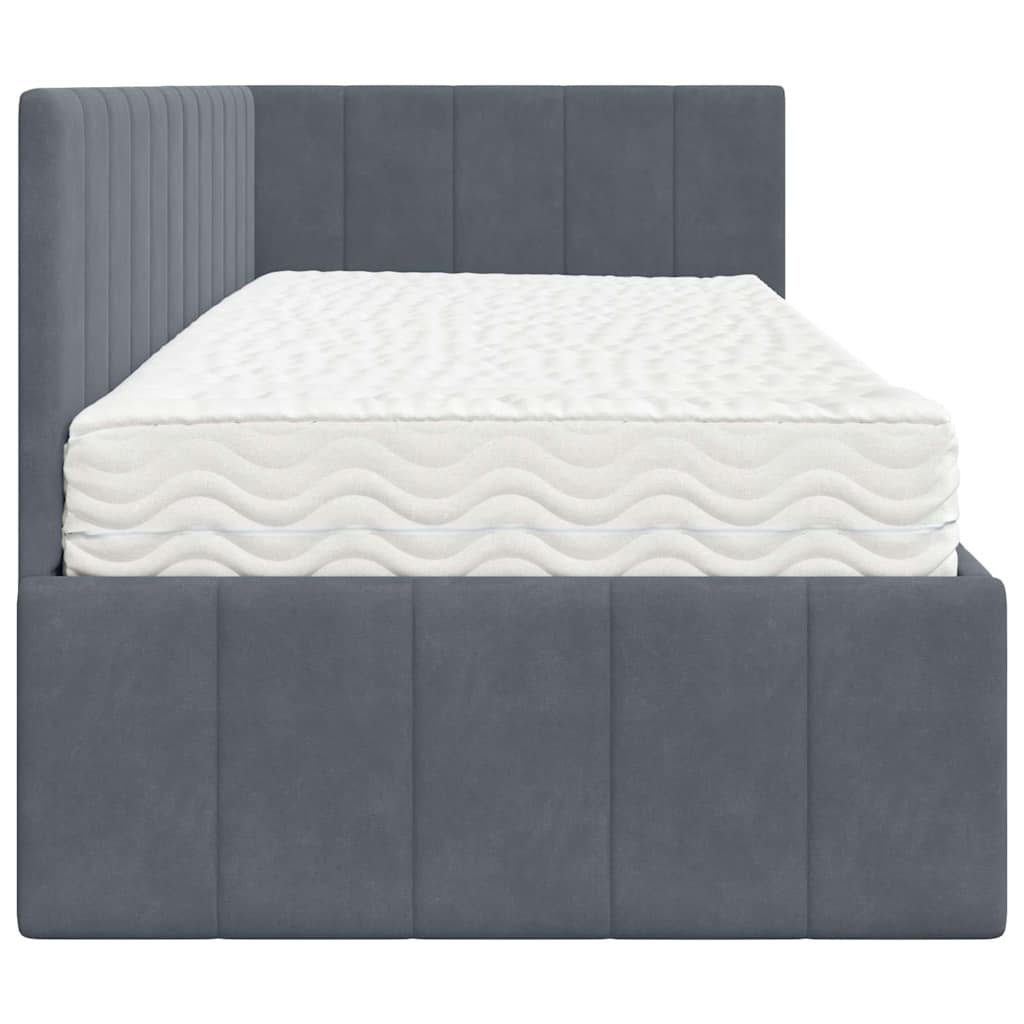 Cadre de lit d'angle avec matelas 2 pcs Gris Velours - XIOS