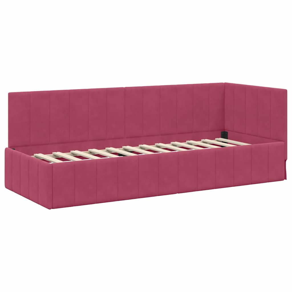 Cadre de lit d'angle avec matelas 2 pcs Vert Velours - XIOS