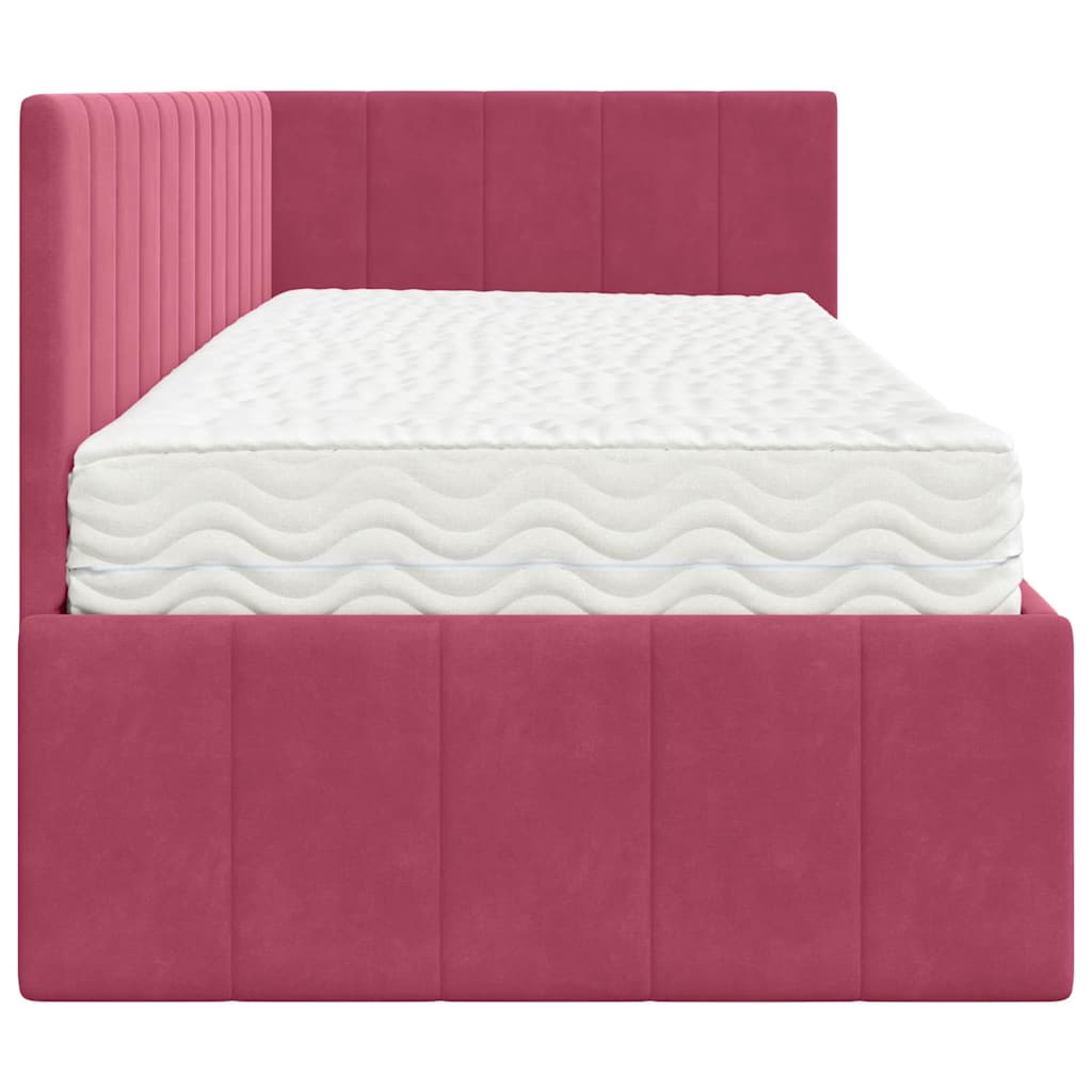 Cadre de lit d'angle avec matelas 2 pcs Vert Velours - XIOS