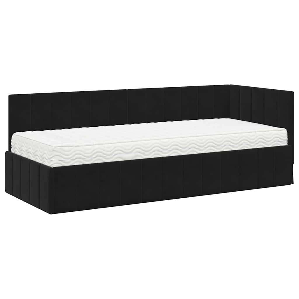 Cadre de lit d'angle avec matelas 2 pcs Noir Velours - XIOS