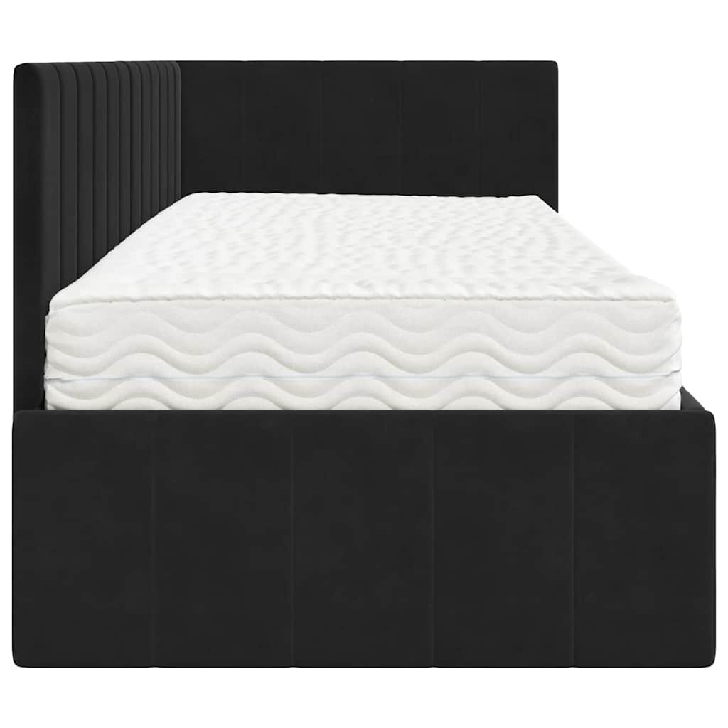 Cadre de lit d'angle avec matelas 2 pcs Noir Velours - XIOS