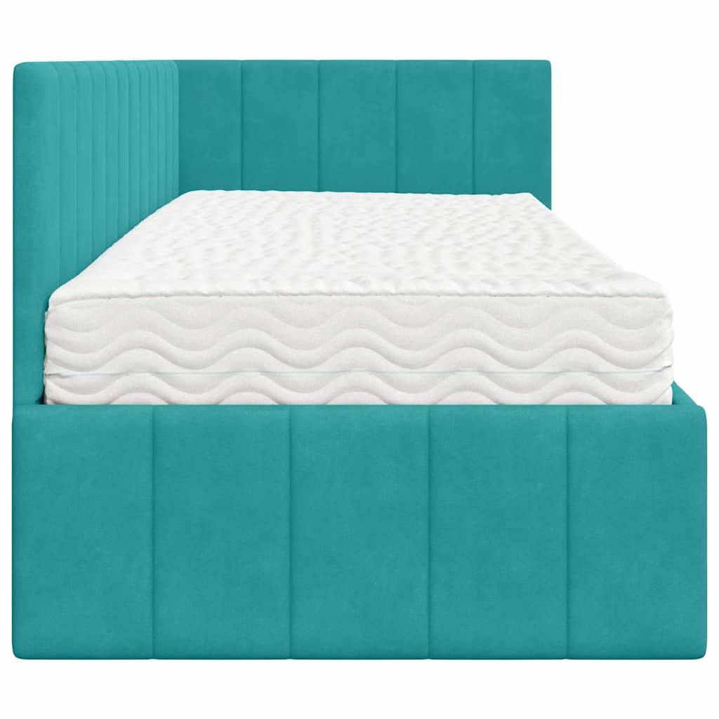 Cadre de lit d'angle avec matelas 2 pcs Turquoise Velours - XIOS