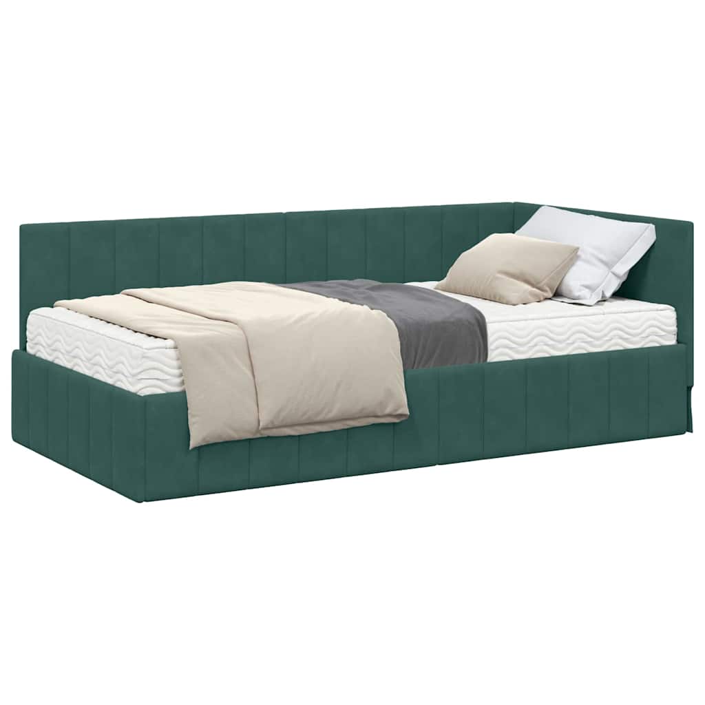 Cadre de lit d'angle Vert foncé 90 x 190 cm Velours - XIOS