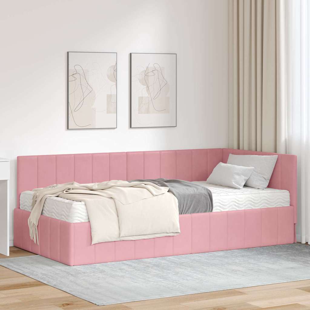 Cadre de lit d'angle avec matelas 2 pcs Gris Velours - XIOS