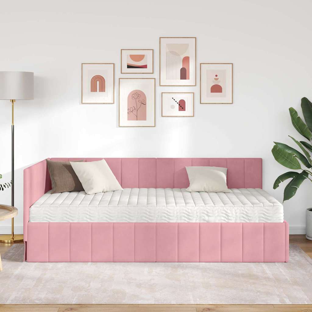 Cadre de lit d'angle avec matelas 2 pcs Gris Velours - XIOS