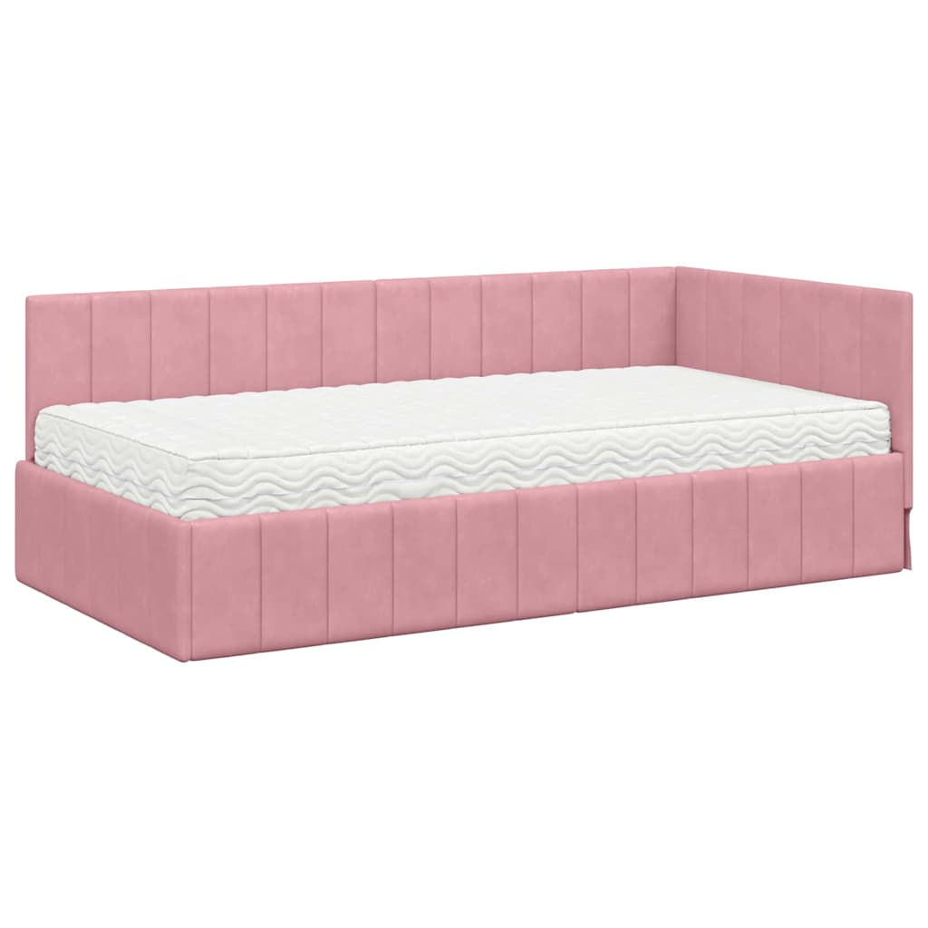 Cadre de lit d'angle avec matelas 2 pcs Gris Velours - XIOS