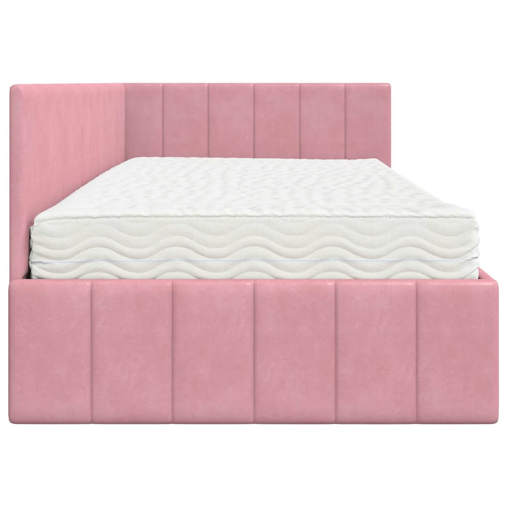 Cadre de lit d'angle avec matelas 2 pcs Gris Velours - XIOS