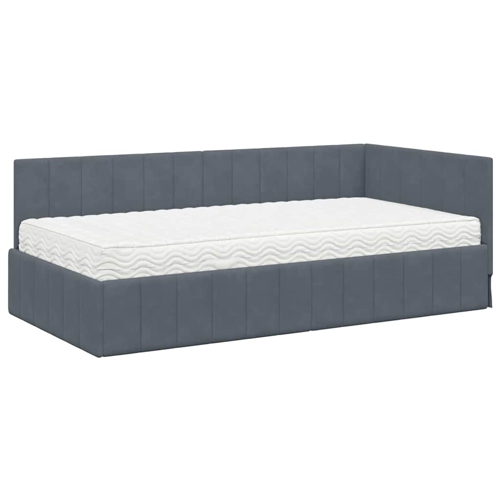 Cadre de lit d'angle avec matelas 2 pcs Gris Velours - XIOS