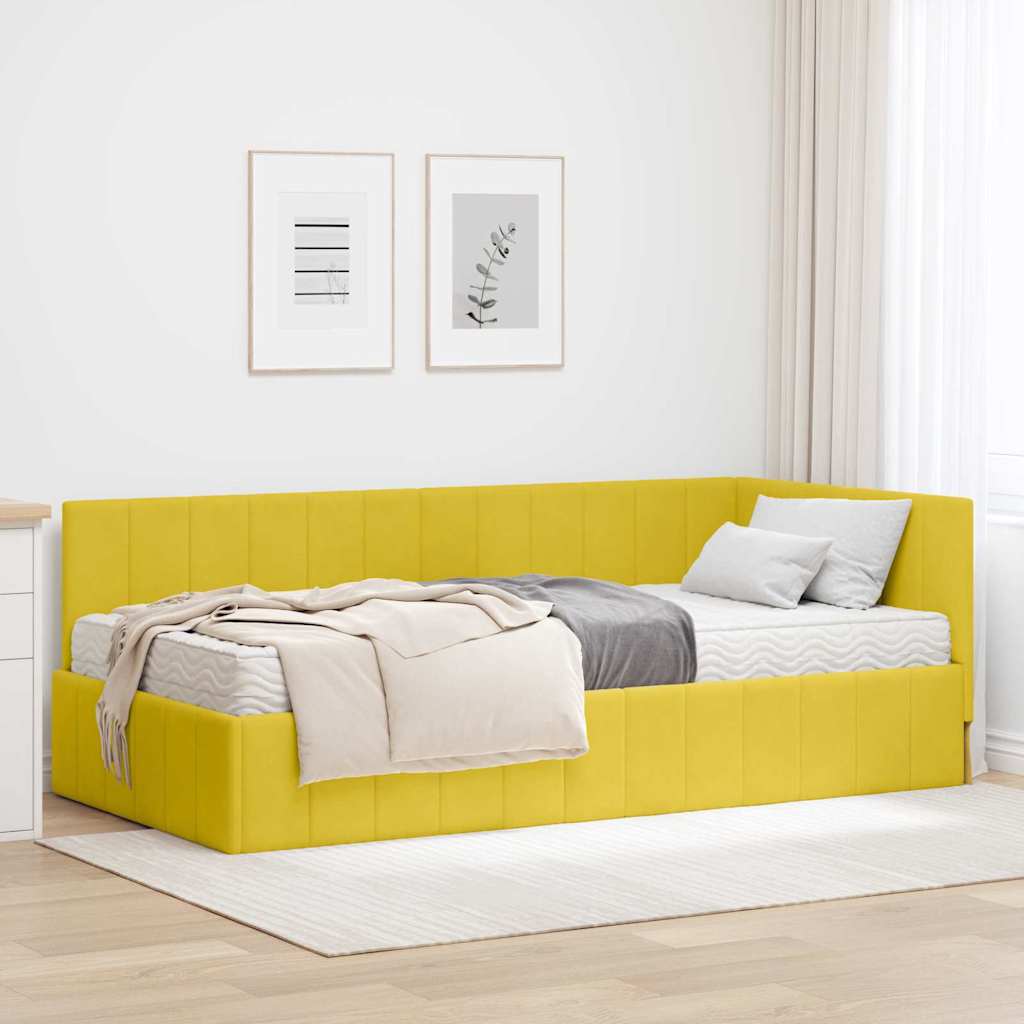 Cadre de lit d'angle avec matelas 2 pcs Jaune Velours - XIOS