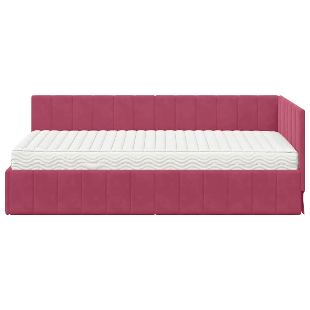 Cadre de lit d'angle avec matelas 2 pcs Vert Velours - XIOS