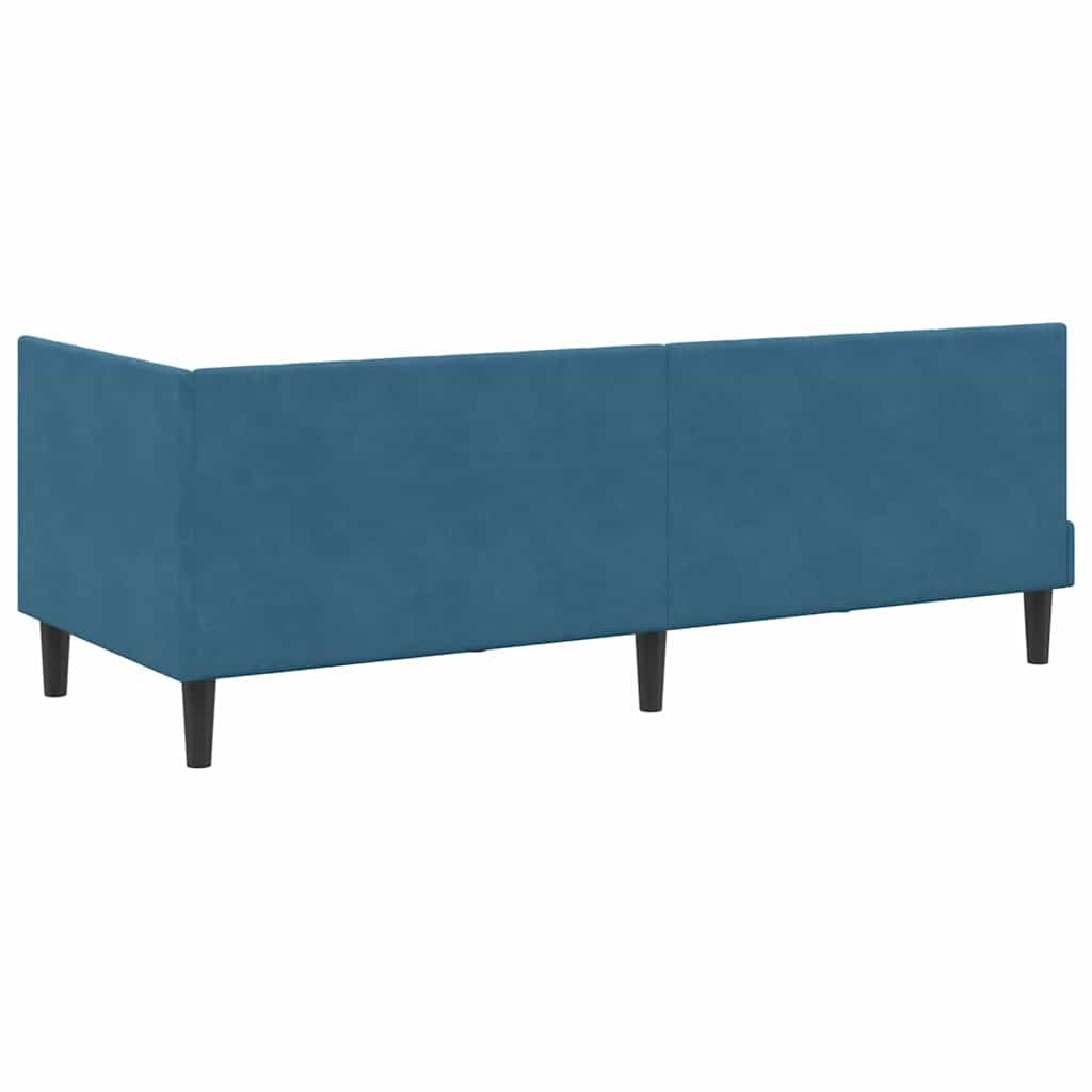 Cadre de lit d'angle avec matelas 2 pcs Bleu Velours - XIOS