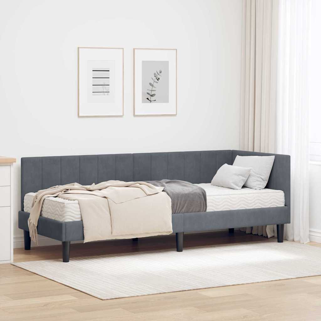 Cadre de lit d'angle avec matelas 2 pcs Gris Velours - XIOS