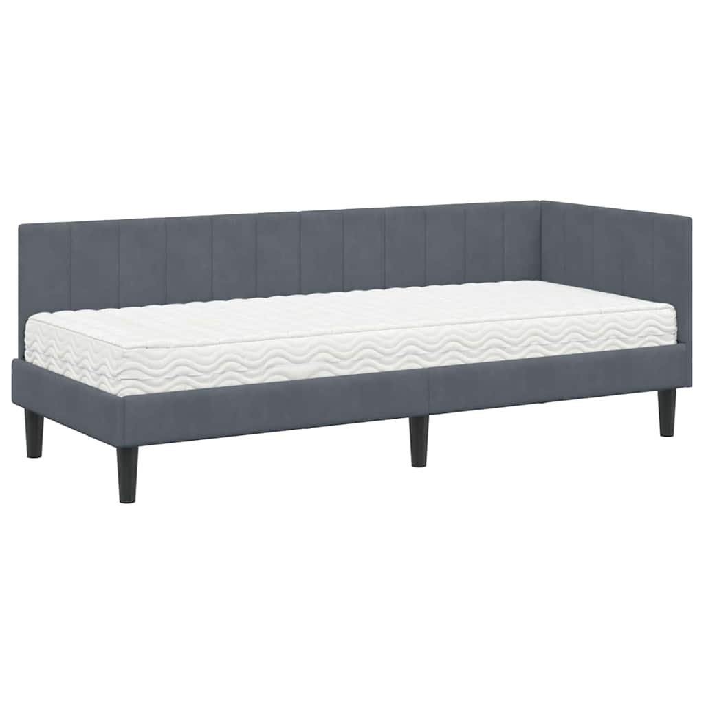 Cadre de lit d'angle avec matelas 2 pcs Gris Velours - XIOS