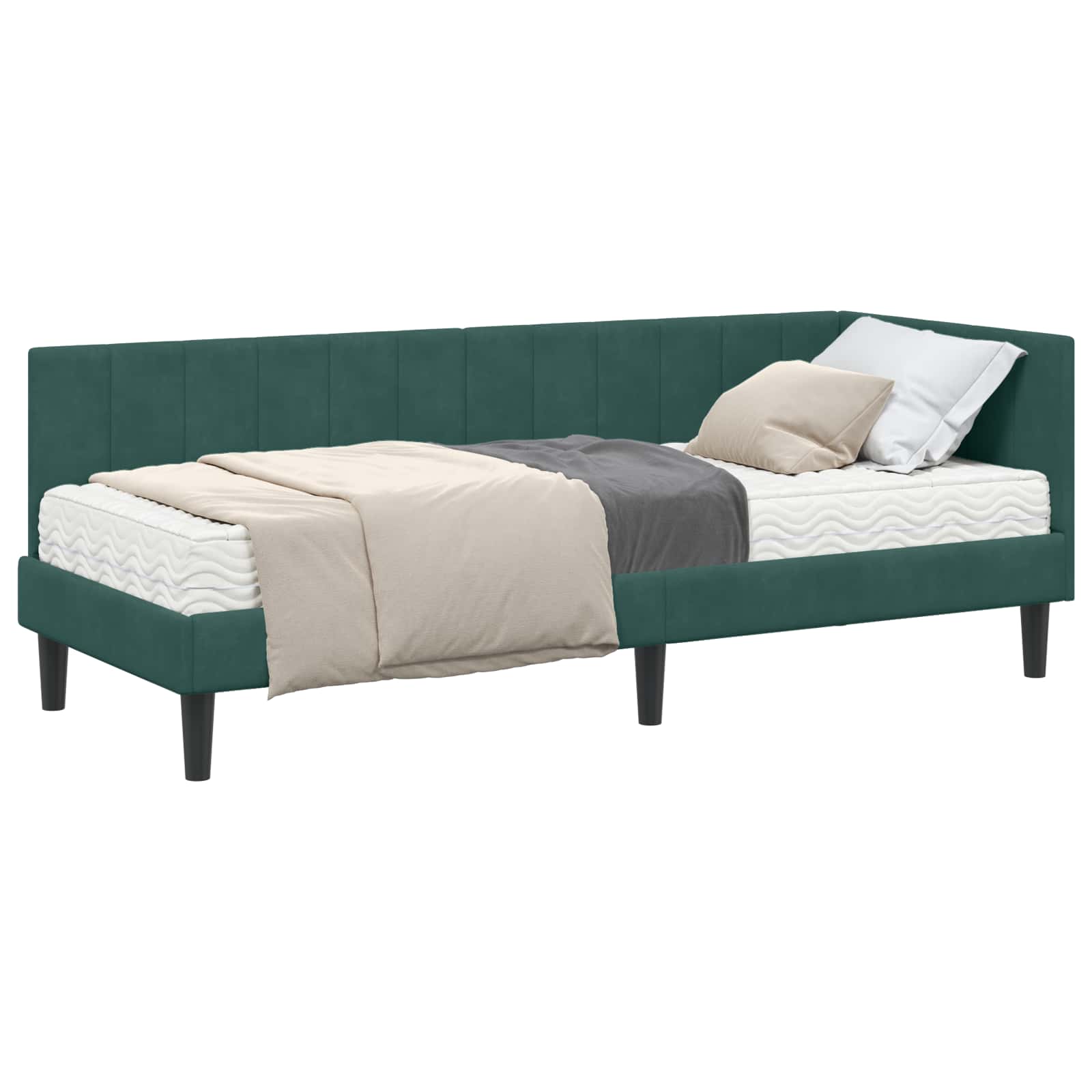 Cadre de lit d'angle avec matelas 2 pcs Vert Velours - XIOS