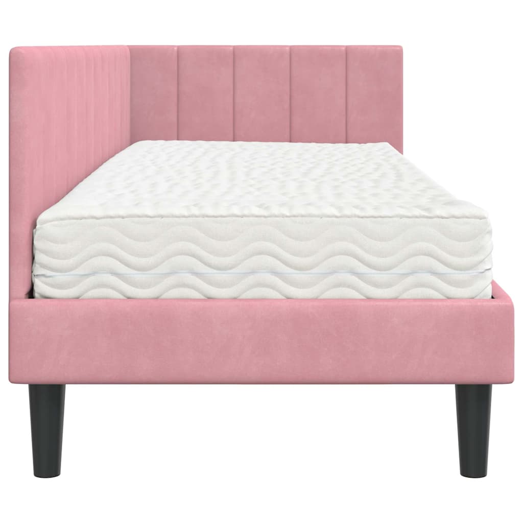 Cadre de lit d'angle avec matelas 2 pc Rose 80 x 200 cm Velours