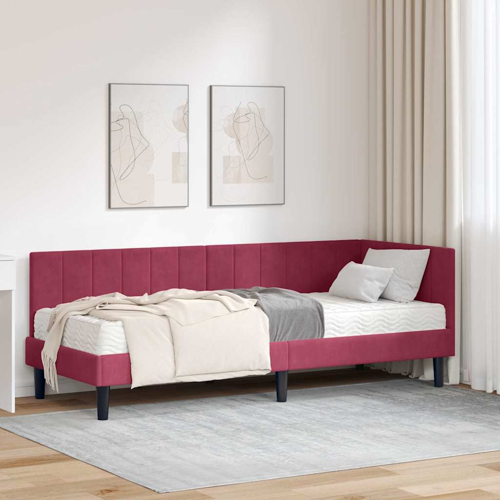 Cadre de lit d'angle avec matelas 2 pcs Vert Velours - XIOS