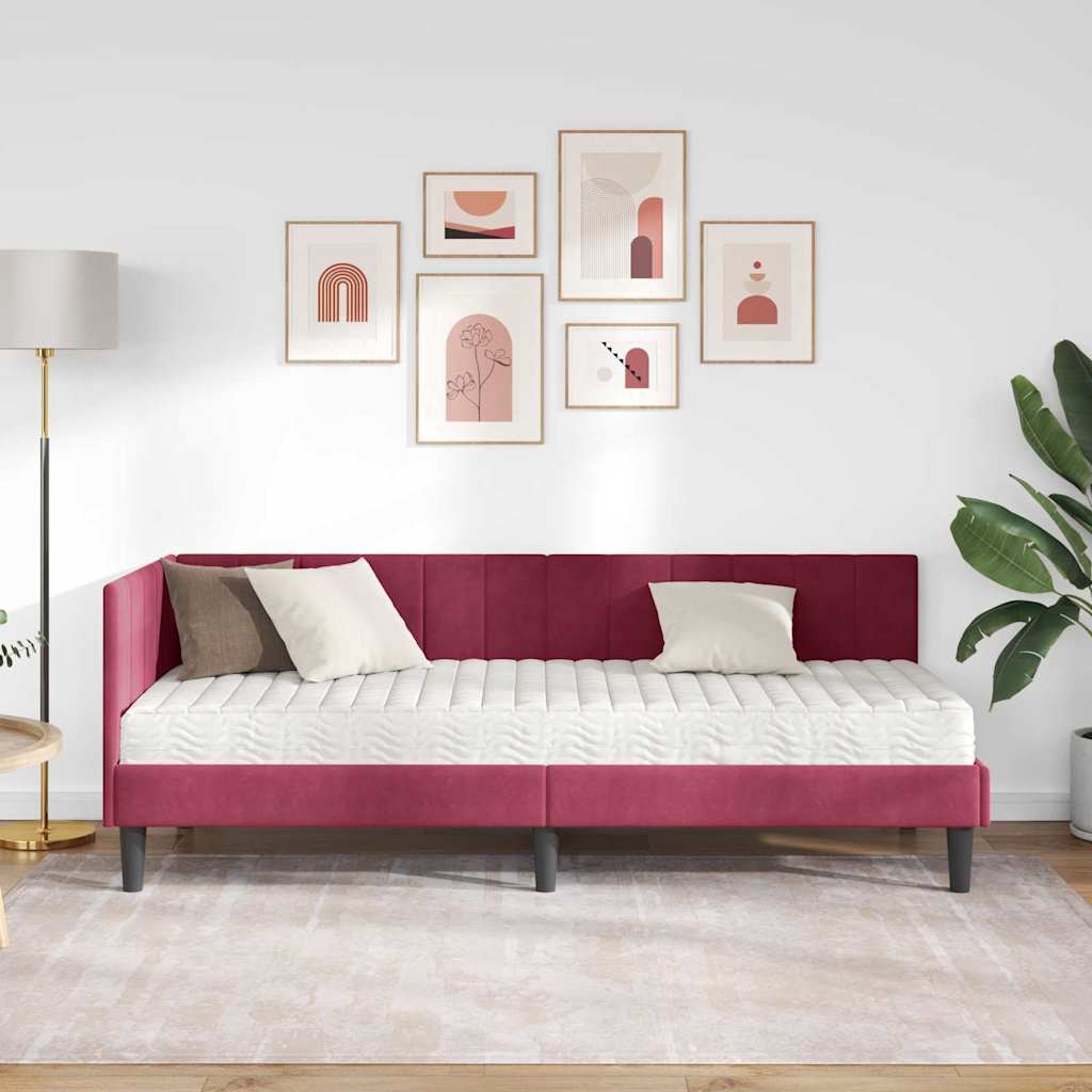 Cadre de lit d'angle avec matelas 2 pcs Vert Velours - XIOS