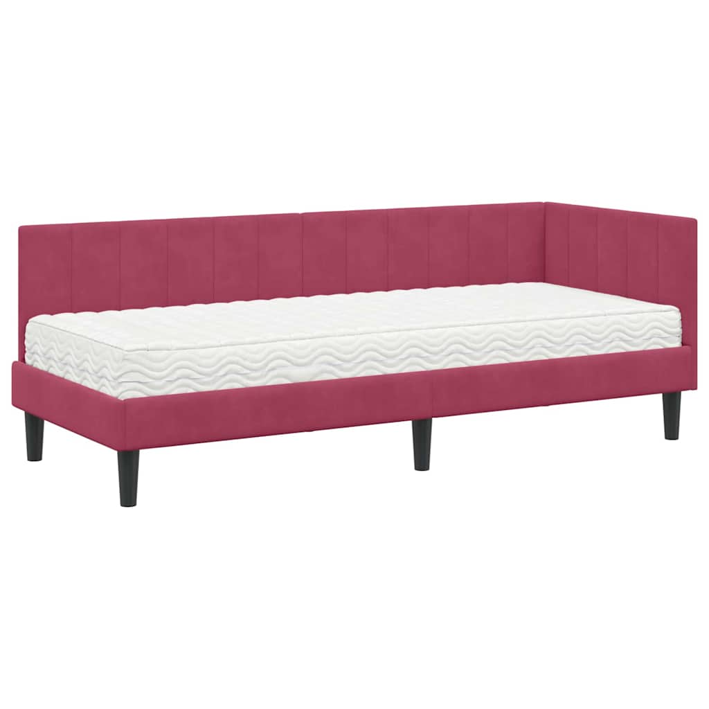 Cadre de lit d'angle avec matelas 2 pcs Vert Velours - XIOS
