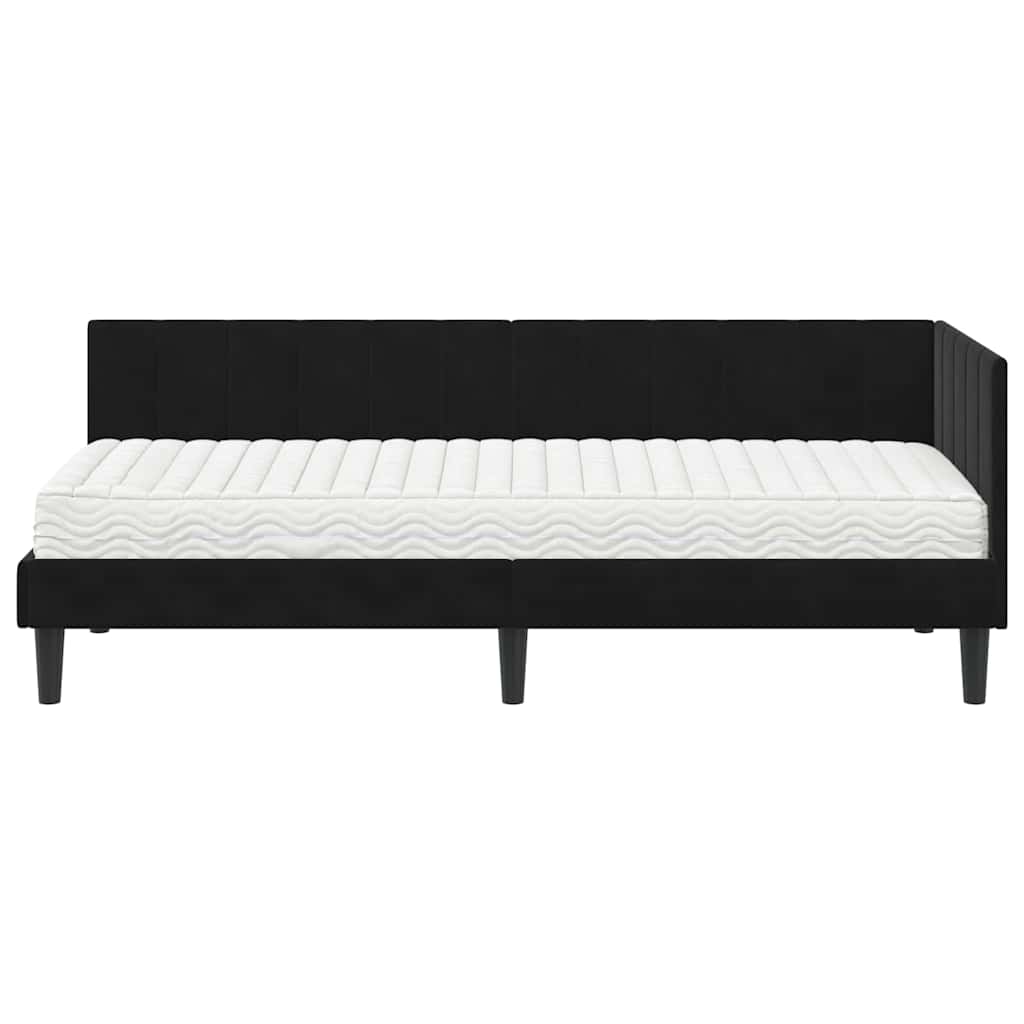 Cadre de lit d'angle avec matelas 2 pcs Noir Velours - XIOS
