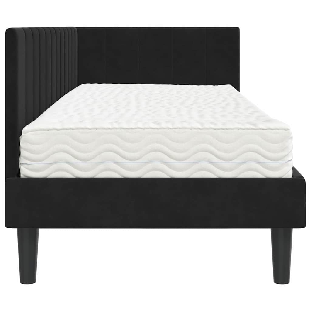 Cadre de lit d'angle avec matelas 2 pcs Noir Velours - XIOS