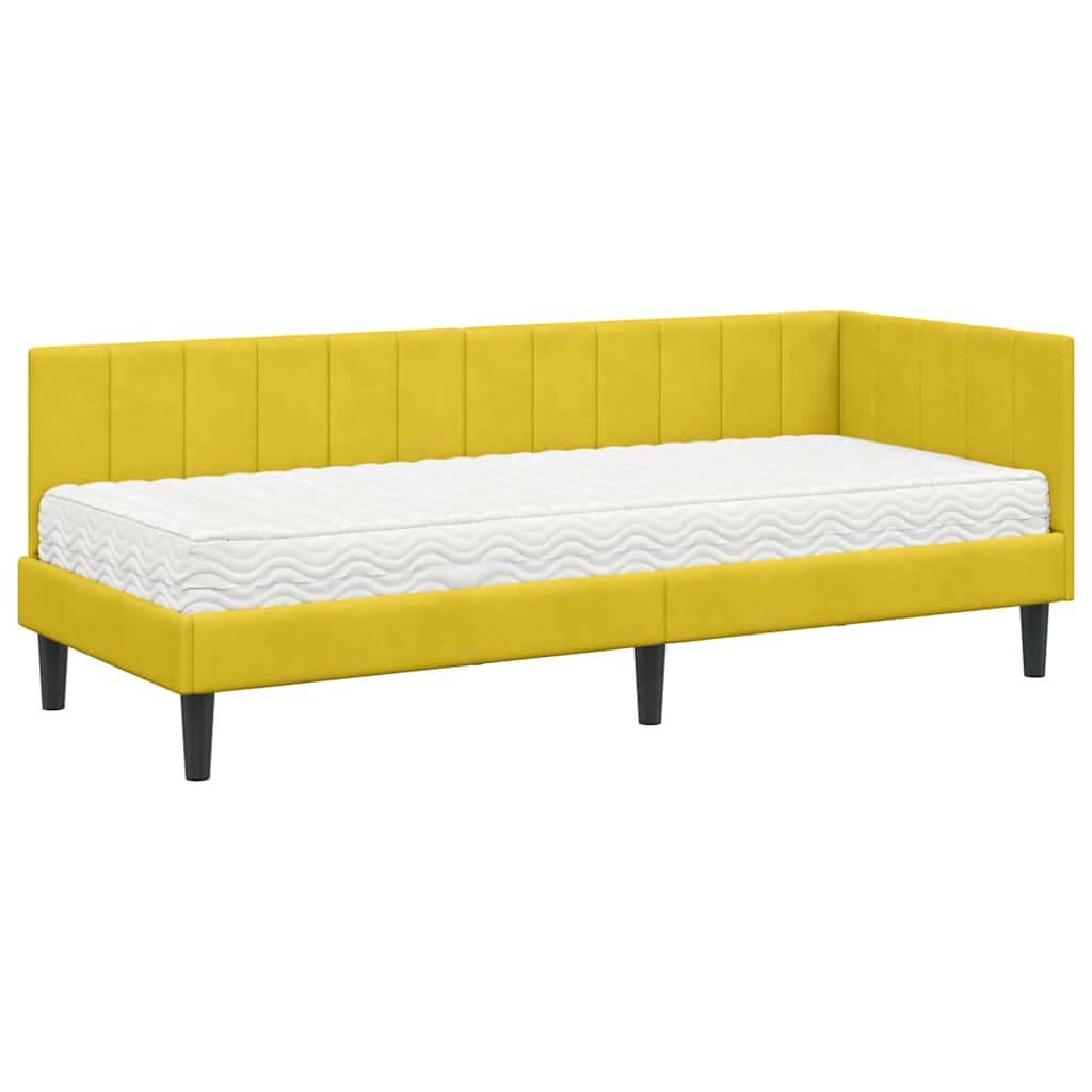 Cadre de lit d'angle avec matelas 2 pcs Jaune Velours - XIOS