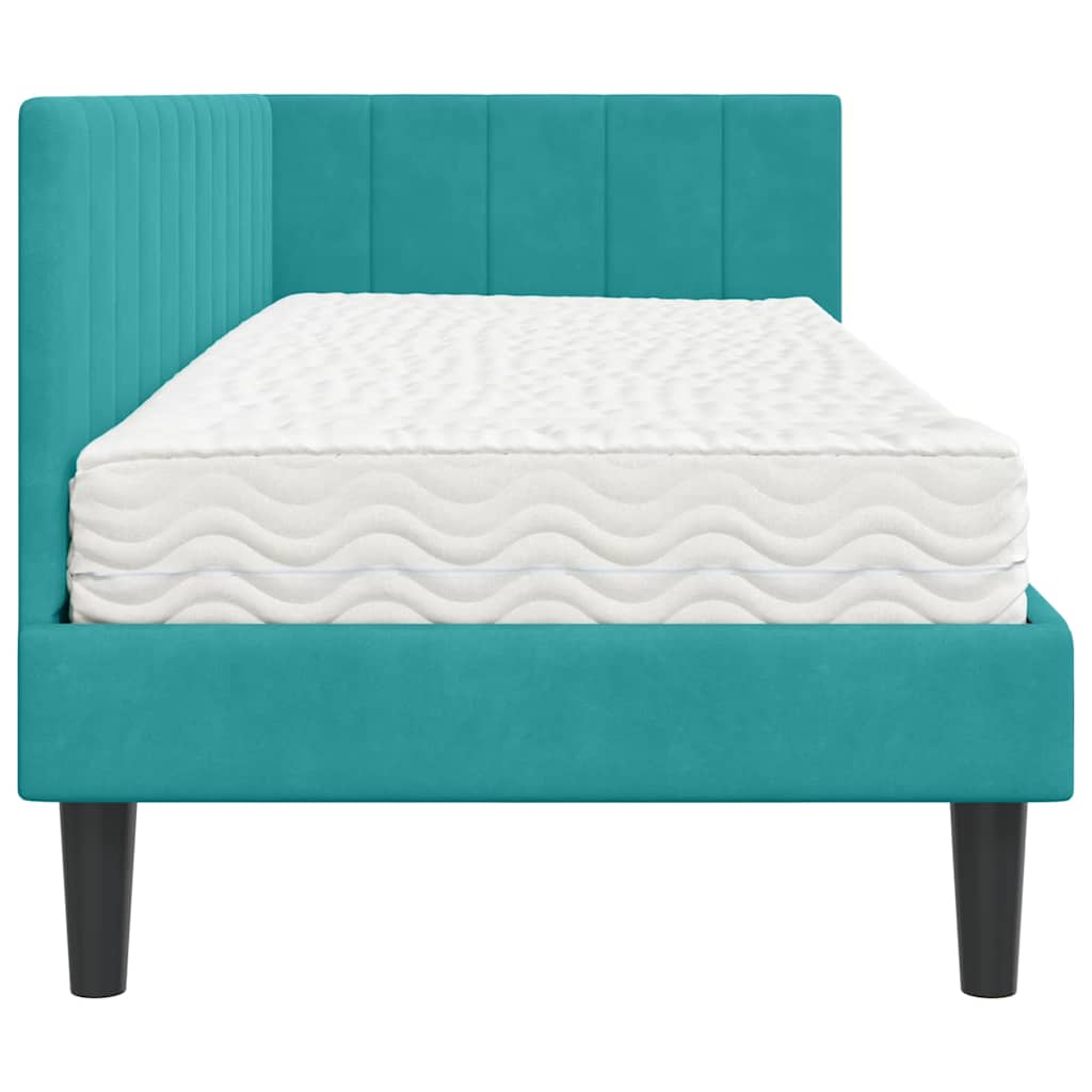 Cadre de lit d'angle avec matelas 2 pcs Turquoise Velours - XIOS