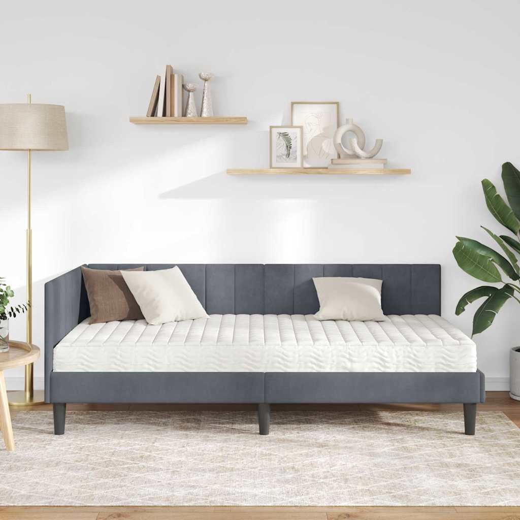 Cadre de lit d'angle avec matelas 2 pcs Gris Velours - XIOS