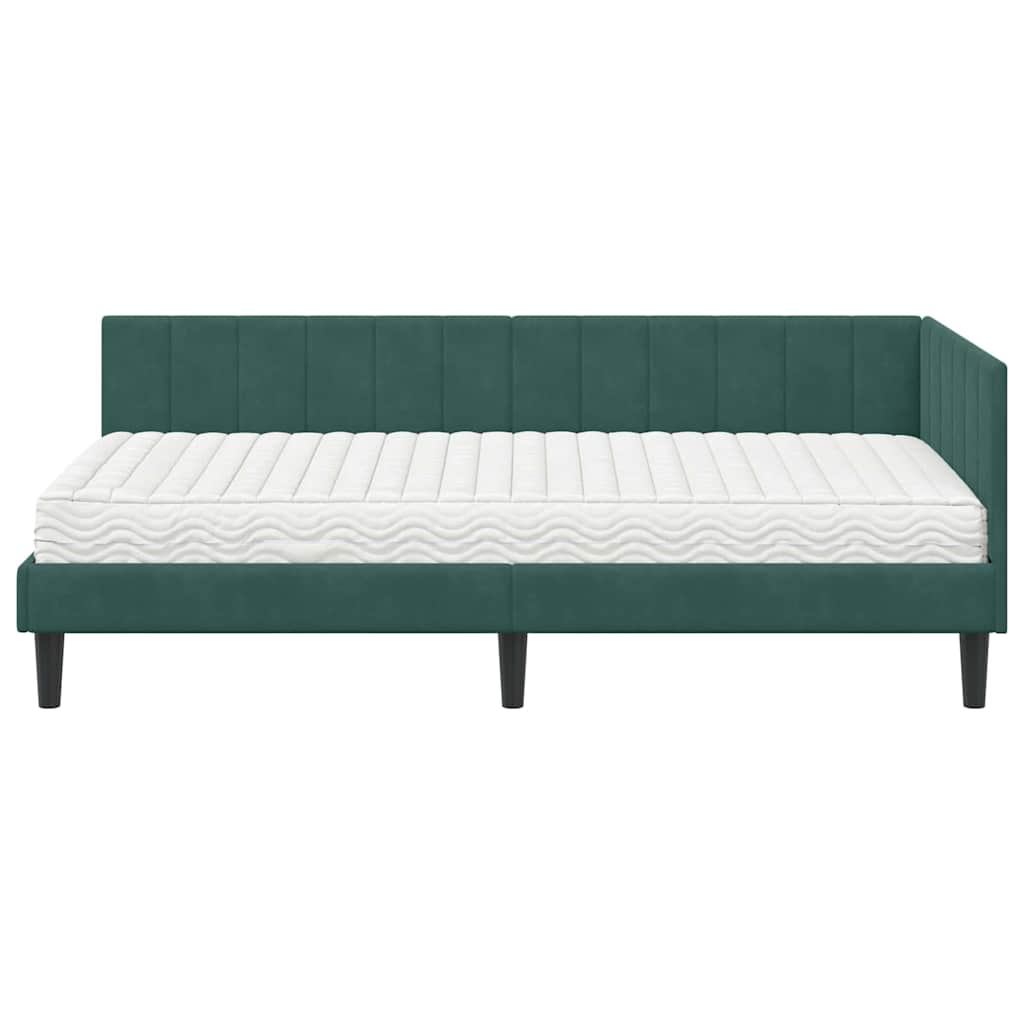 Cadre de lit d'angle Vert foncé 90 x 190 cm Velours - XIOS