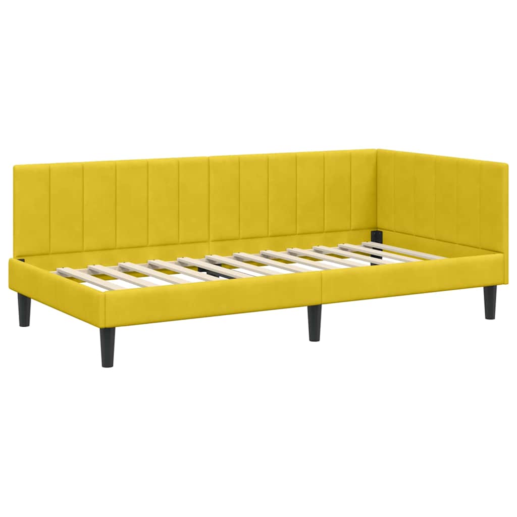 Cadre de lit d'angle avec matelas 2 pcs Jaune Velours - XIOS