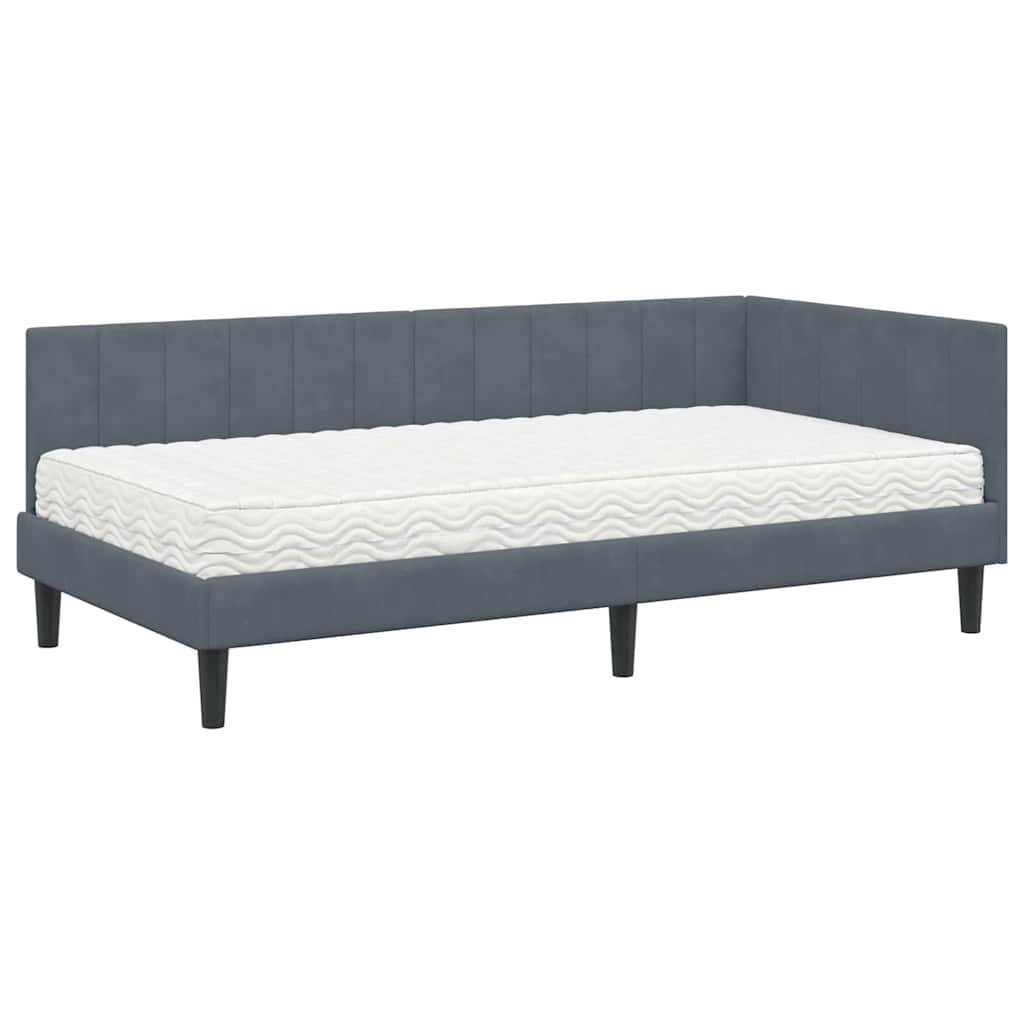Cadre de lit d'angle avec matelas 2 pcs Gris Velours - XIOS