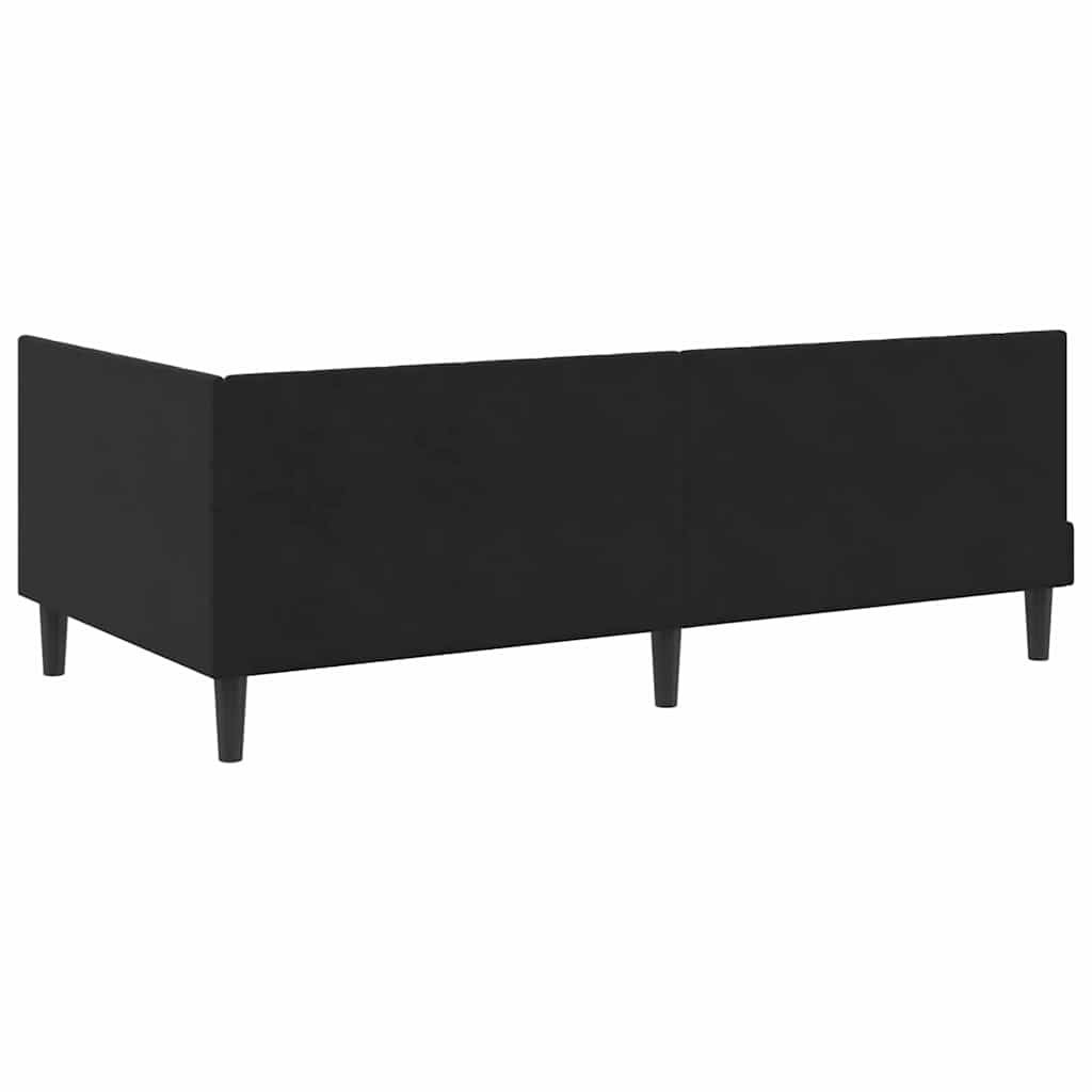 Cadre de lit d'angle avec matelas Noir 100 x 200 cm Velours - XIOS
