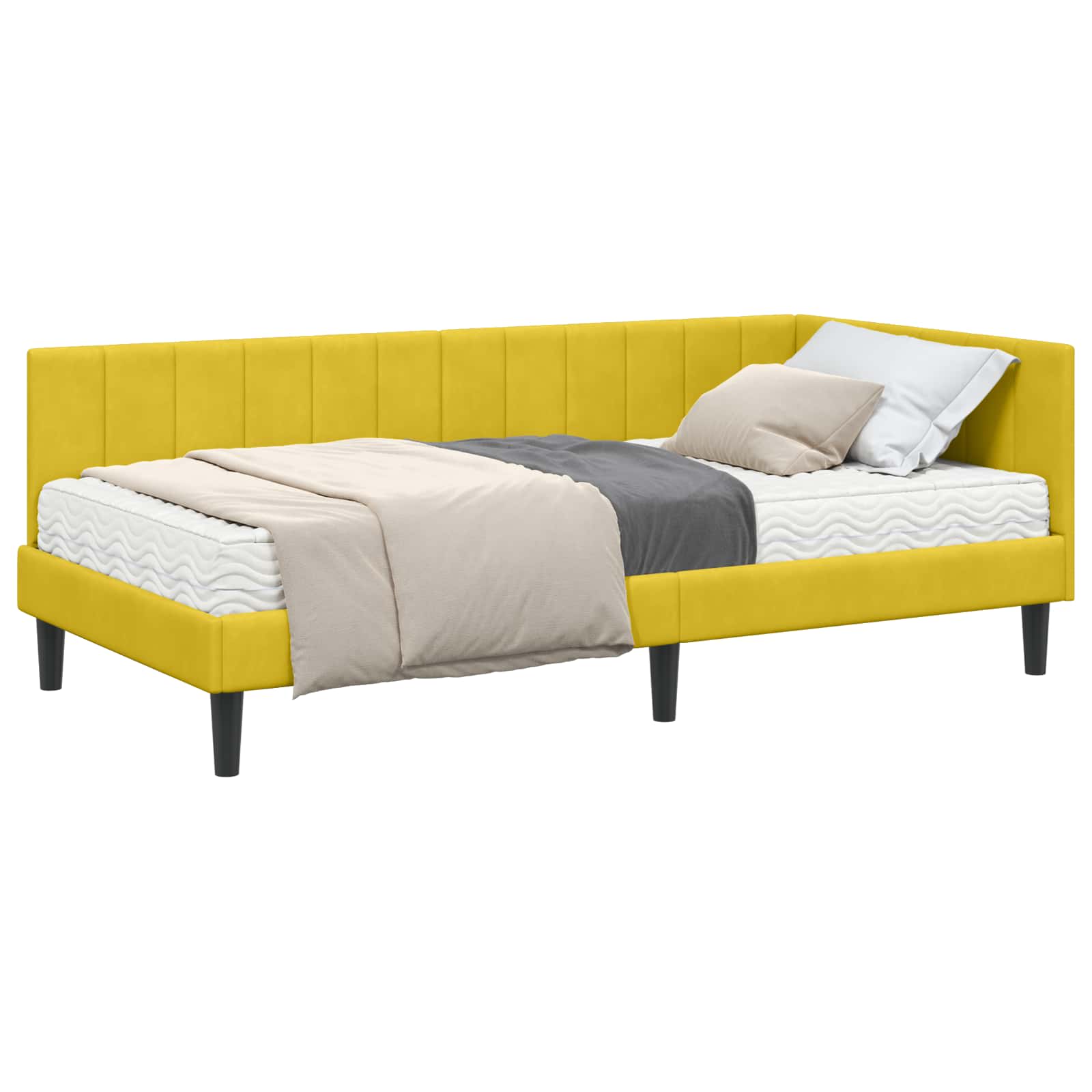 Cadre de lit d'angle avec matelas 2 pcs Jaune Velours - XIOS