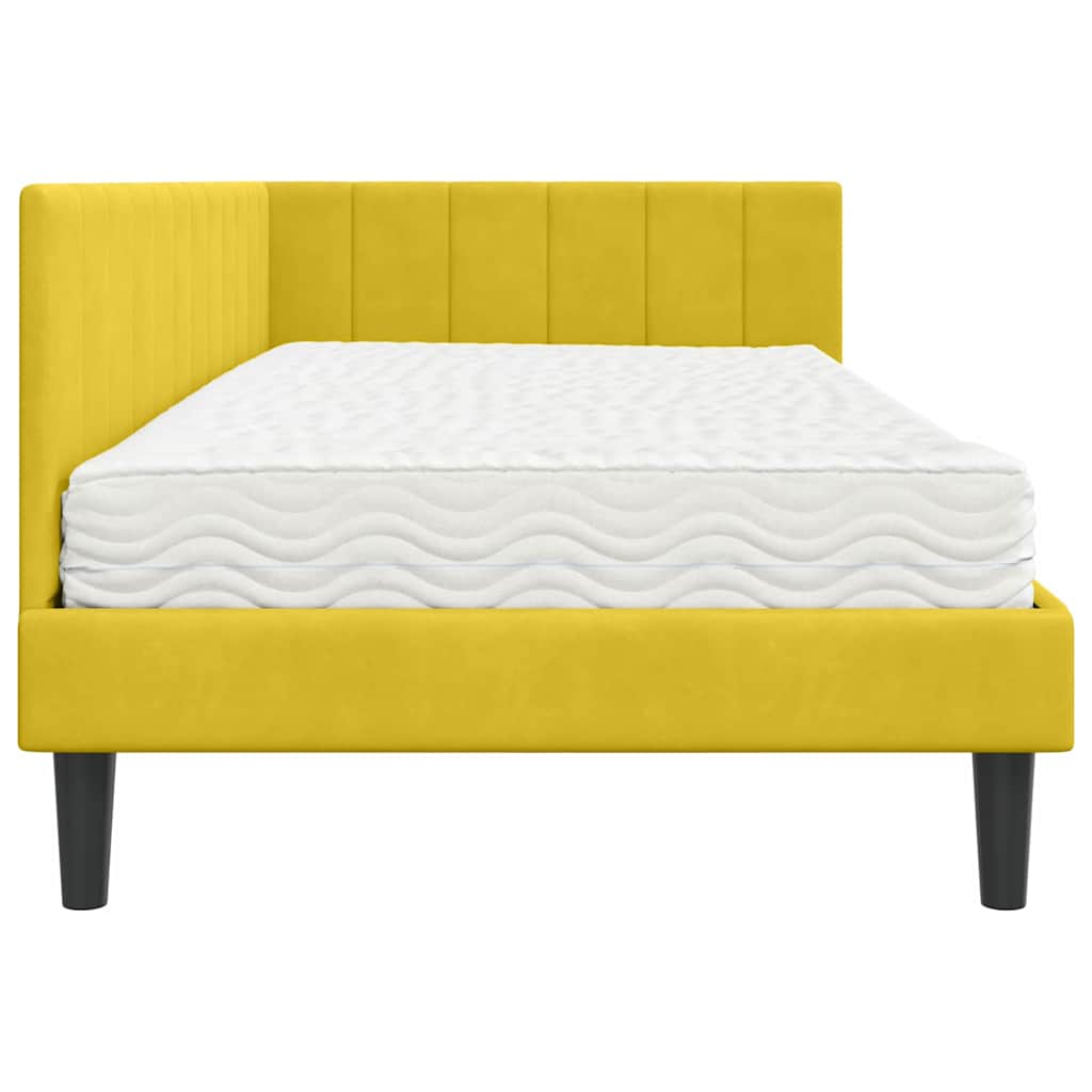 Cadre de lit d'angle avec matelas 2 pcs Jaune Velours - XIOS