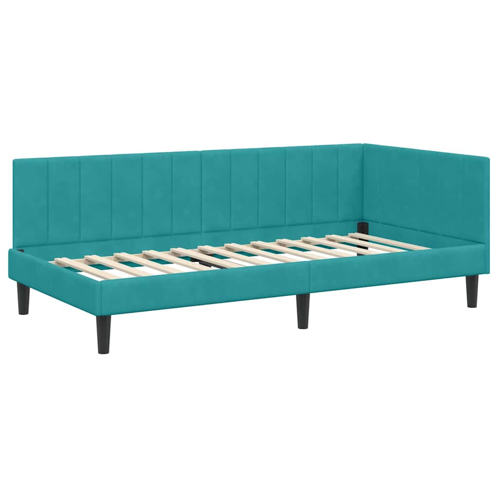 Cadre de lit d'angle avec matelas 2 pcs Turquoise Velours - XIOS