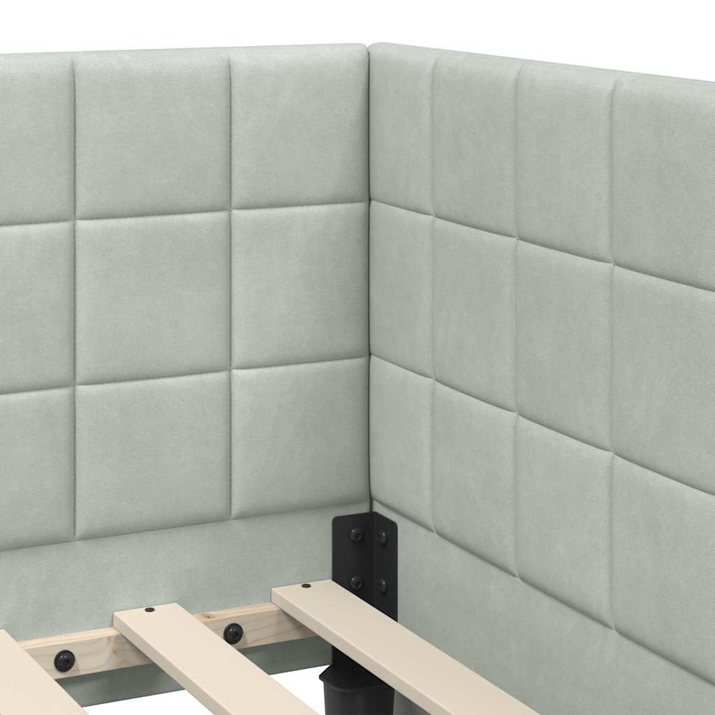 Cadre de lit d'angle avec matelas 2 pcs Gris clair Velours - XIOS