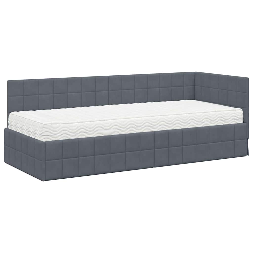 Cadre de lit d'angle avec matelas 2 pcs Gris Velours - XIOS