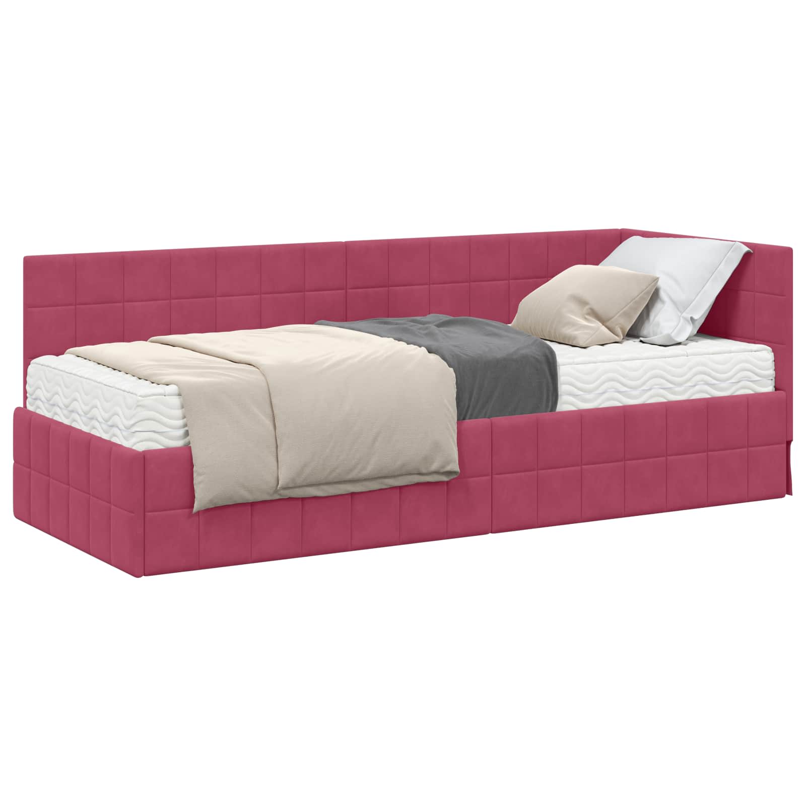 Cadre de lit d'angle avec matelas 2 pcs Vert Velours - XIOS