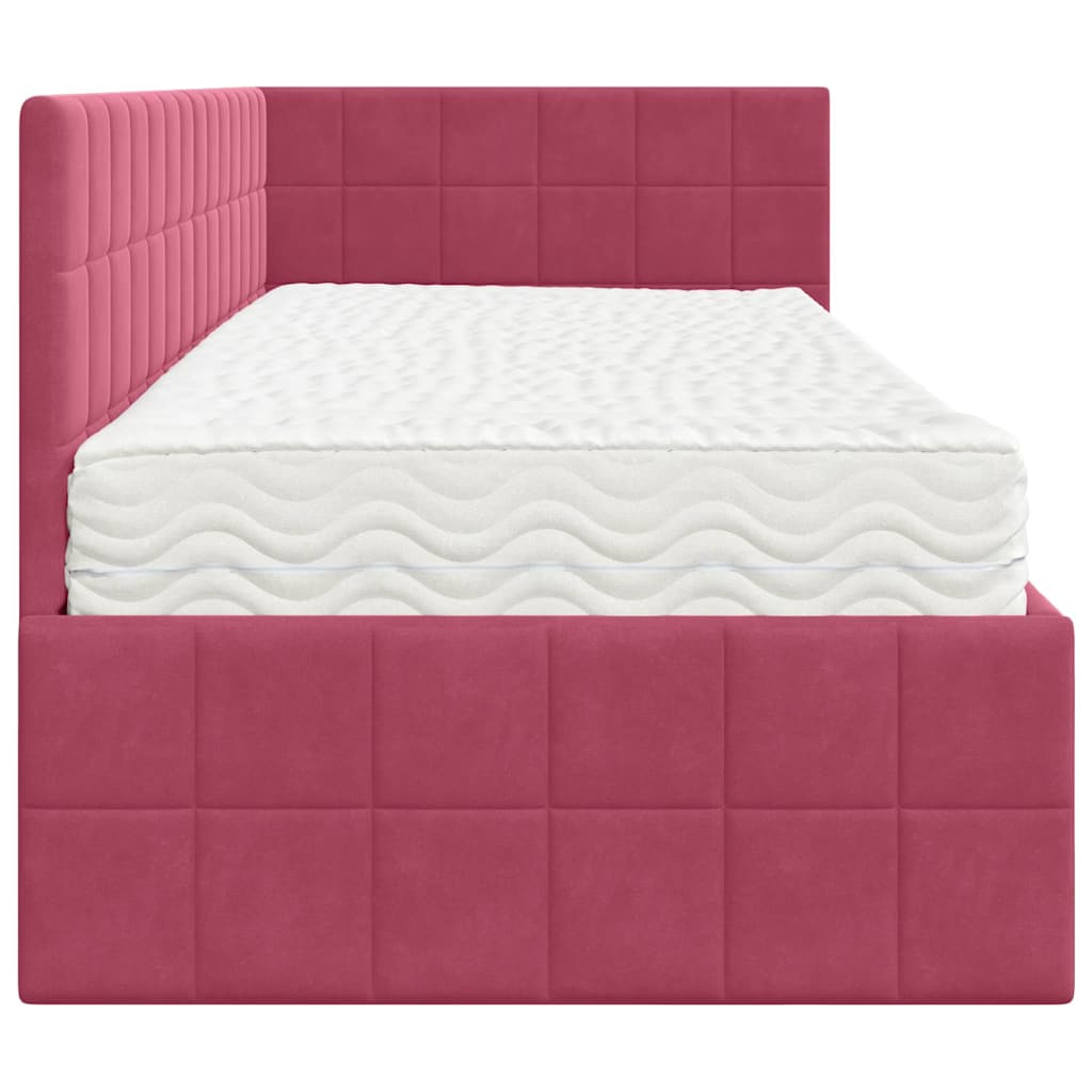 Cadre de lit d'angle avec matelas 2 pcs Vert Velours - XIOS