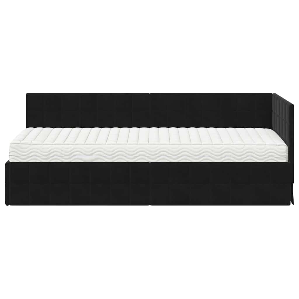 Cadre de lit d'angle avec matelas 2 pcs Noir Velours - XIOS